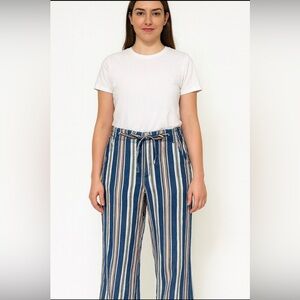 American Eagle wide leg striped pastel linen-like colored pants